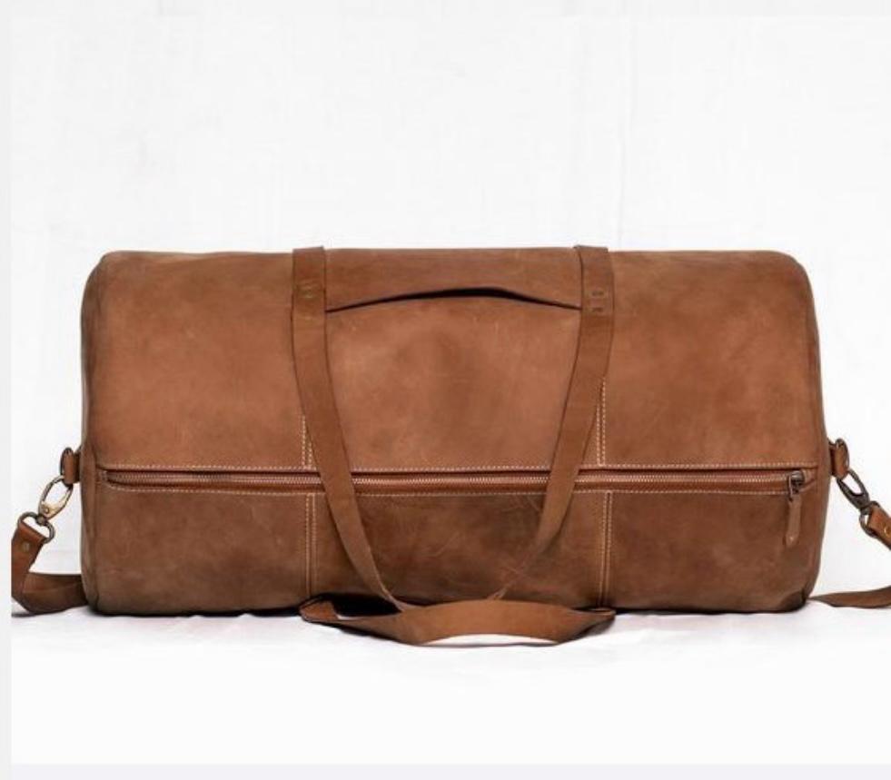 Vintage Genuine Leather Duffle Bag ā Handmade Travel Weekender
