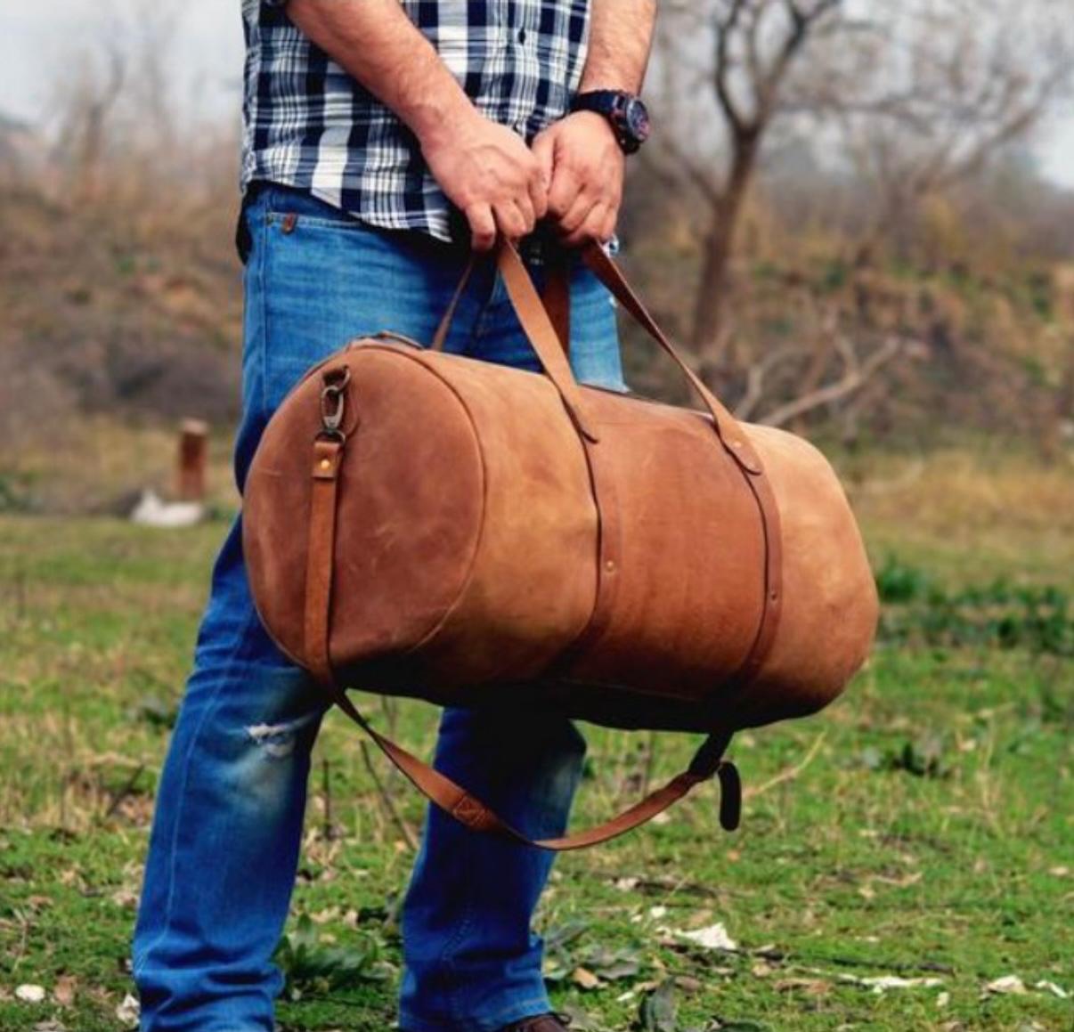 Vintage Genuine Leather Duffle Bag – Handmade Travel Weekender